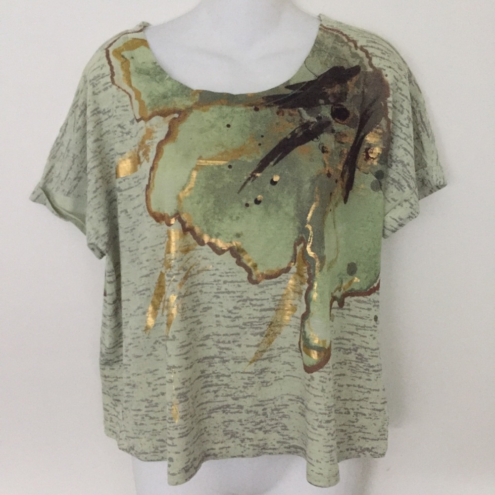Style & Co Green Crop Top T-shirt Petite Size PXL